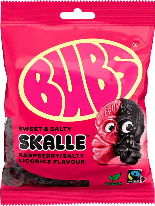 BUBS Raspberry Salty Licorice SKALLE 90 G