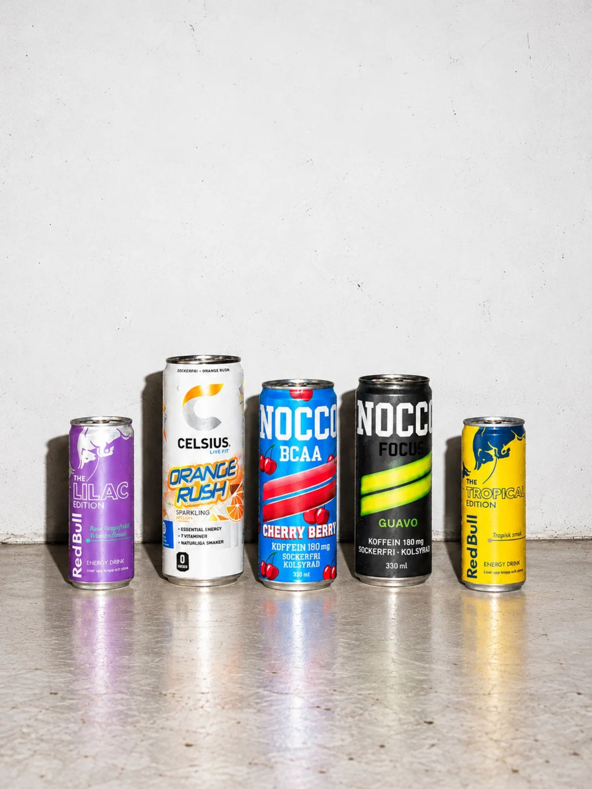 Flavors from NOCCO, Red Bull & Celsius